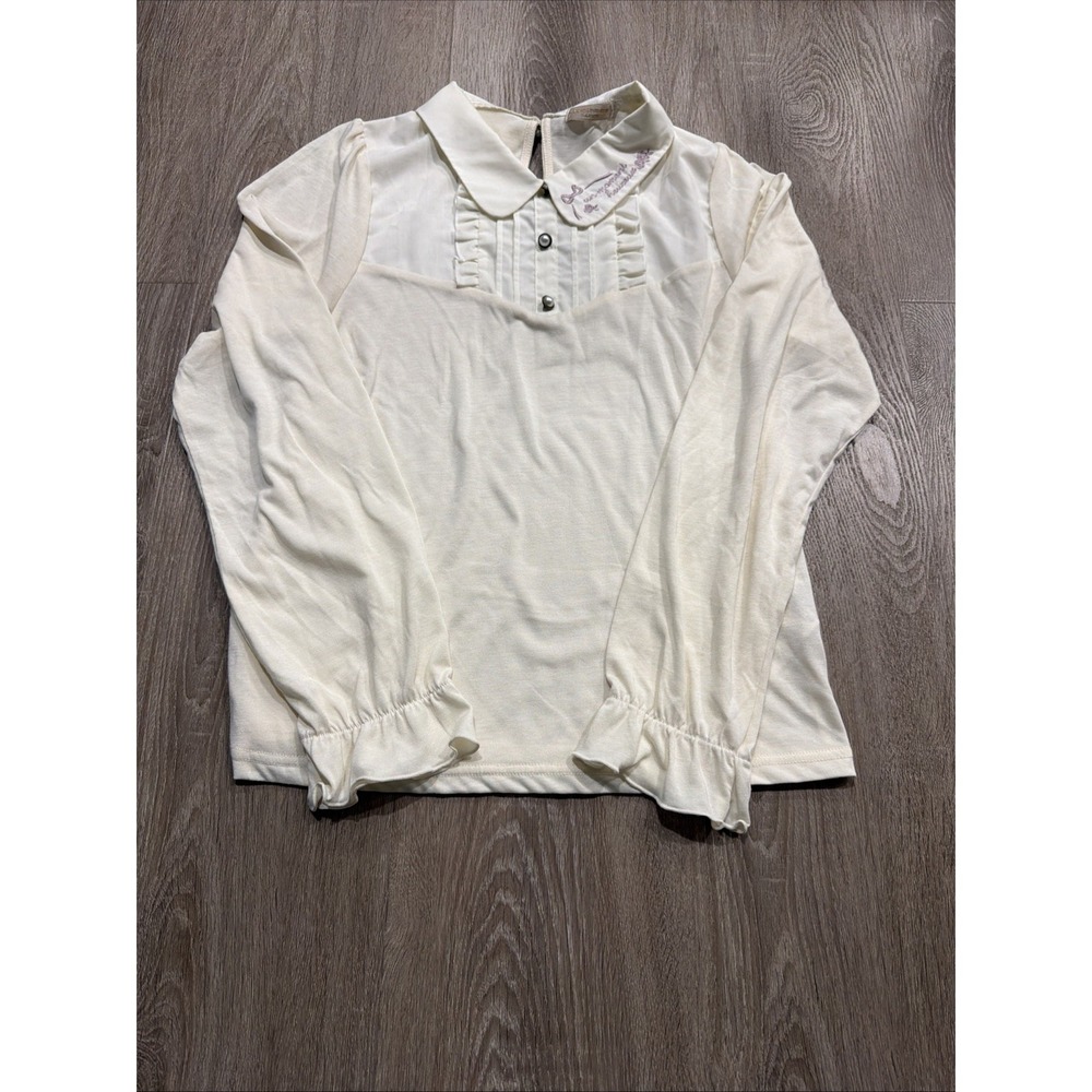 Axes Femme Romantic Victorian‎ Top Embroidered Ruffle J-Fashion Mori Kei Size M